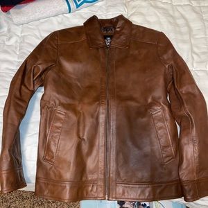 Brown Leather Jacket (fits like small, see details for custom sizing).